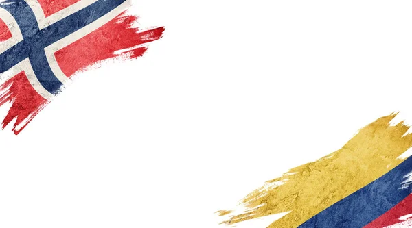 Flags of Norway and Colombia on White Background — 스톡 사진